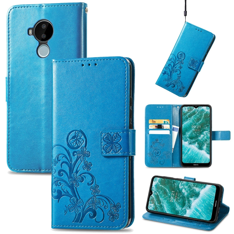 For Nokia C30 Four-leaf Clasp Embossed Leather Phone Case
