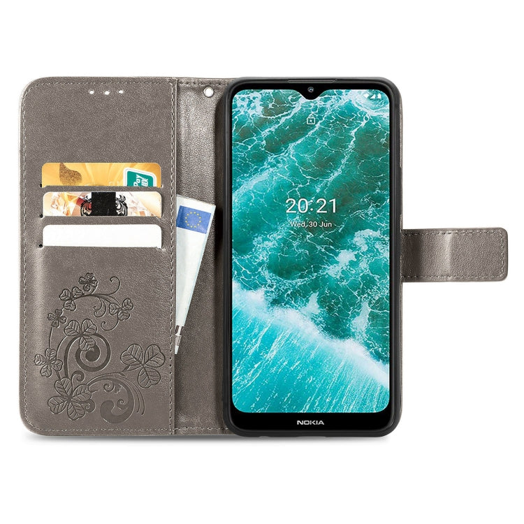 For Nokia C30 Four-leaf Clasp Embossed Leather Phone Case