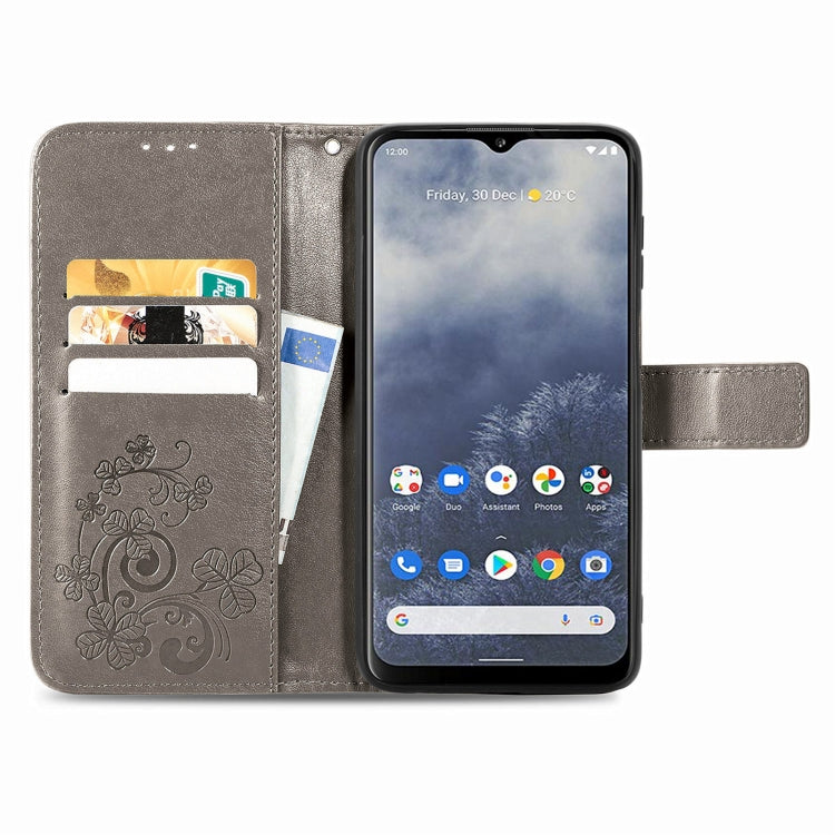 For Nokia G60 Four-leaf Clasp Embossed Leather Phone Case