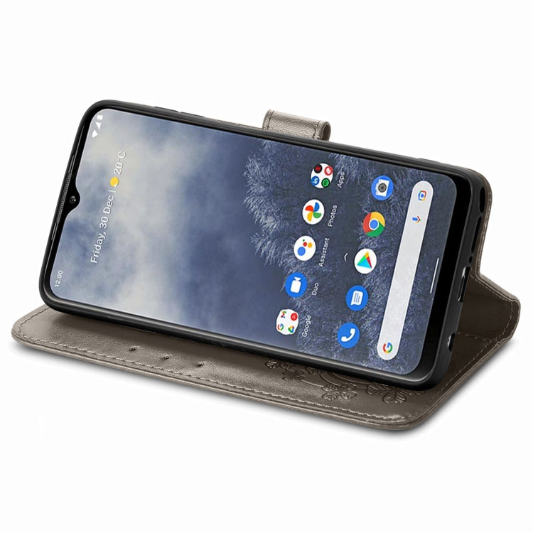 For Nokia G60 Four-leaf Clasp Embossed Leather Phone Case