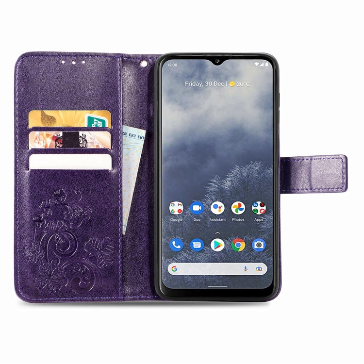 For Nokia G60 Four-leaf Clasp Embossed Leather Phone Case