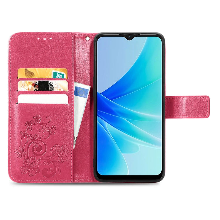 For OPPO A57 4G Four-leaf Clasp Embossed Buckle Leather Phone Case