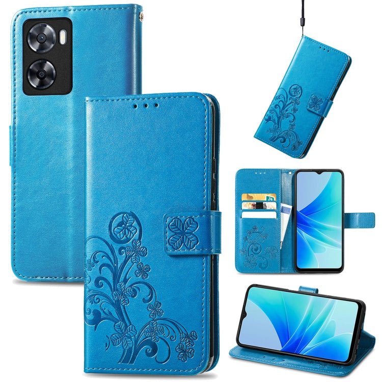 For OPPO A57 4G Four-leaf Clasp Embossed Buckle Leather Phone Case
