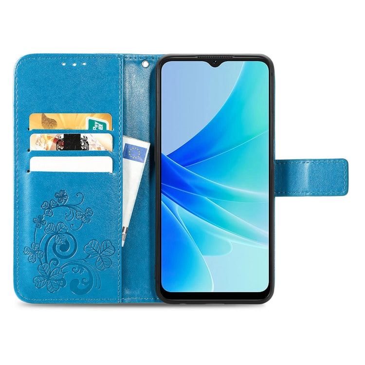 For OPPO A57 4G Four-leaf Clasp Embossed Buckle Leather Phone Case