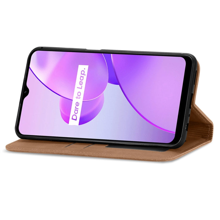 For Realme C31 Retro Skin Feel Magnetic Flip Leather Phone Case