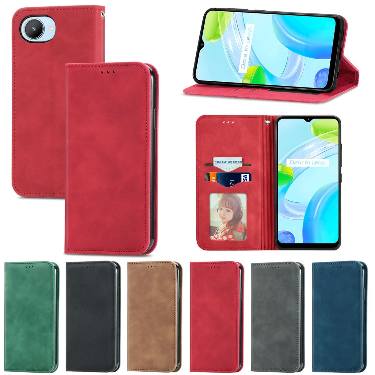 For Realme C31 Retro Skin Feel Magnetic Flip Leather Phone Case