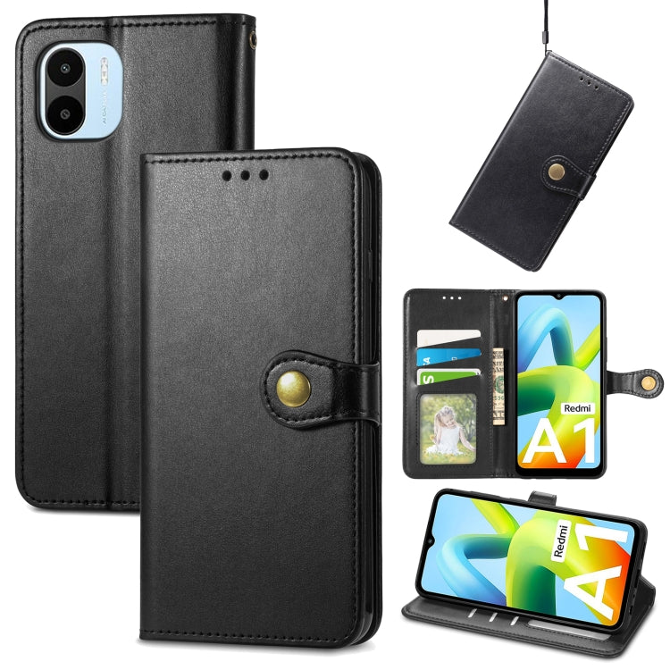 For Xiaomi Redmi A1 Retro Solid Color Buckle Leather Phone Case