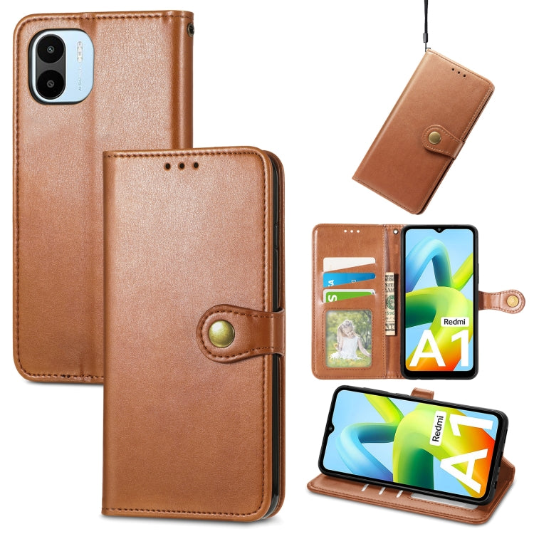 For Xiaomi Redmi A1 Retro Solid Color Buckle Leather Phone Case