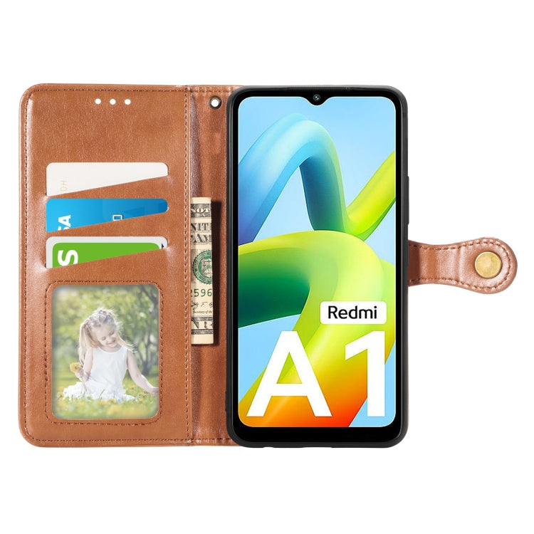 For Xiaomi Redmi A1 Retro Solid Color Buckle Leather Phone Case