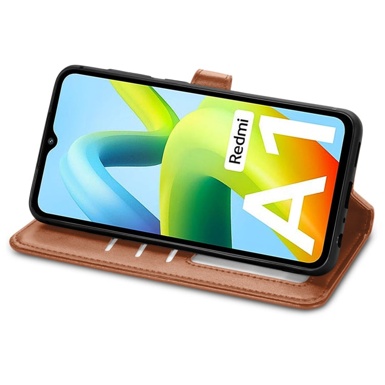 For Xiaomi Redmi A1 Retro Solid Color Buckle Leather Phone Case