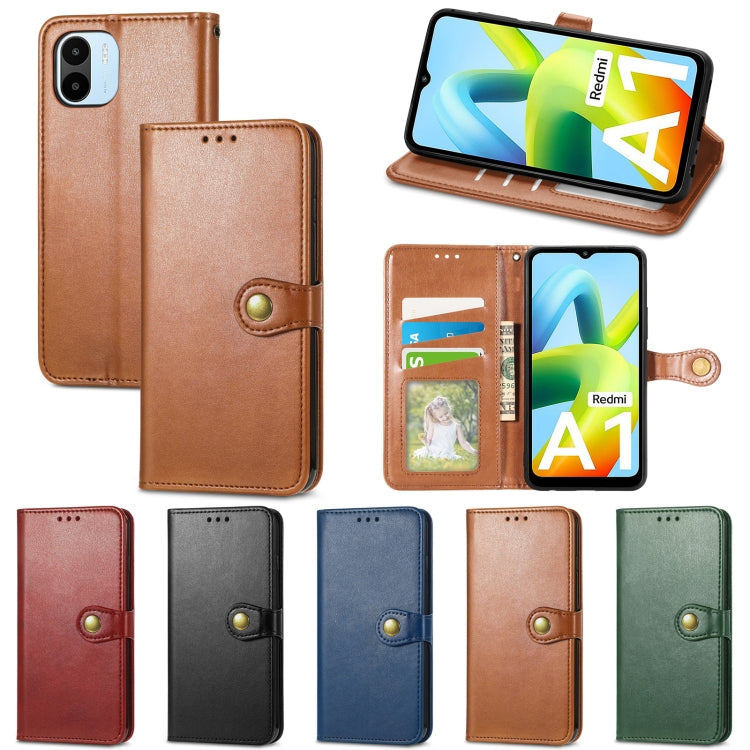 For Xiaomi Redmi A1 Retro Solid Color Buckle Leather Phone Case