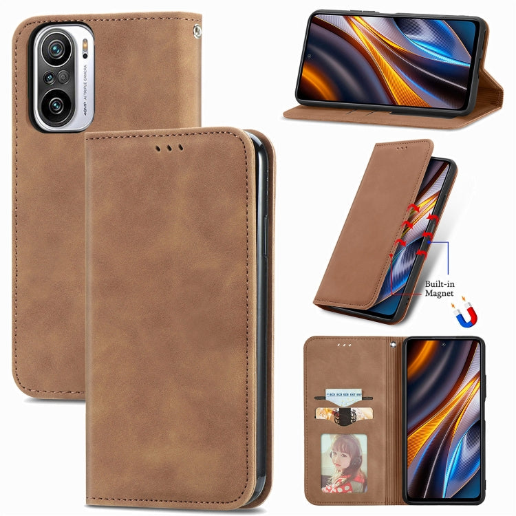For Xiaomi Redmi Note 10 Pro Retro Skin Feel Magnetic Leather Phone Case