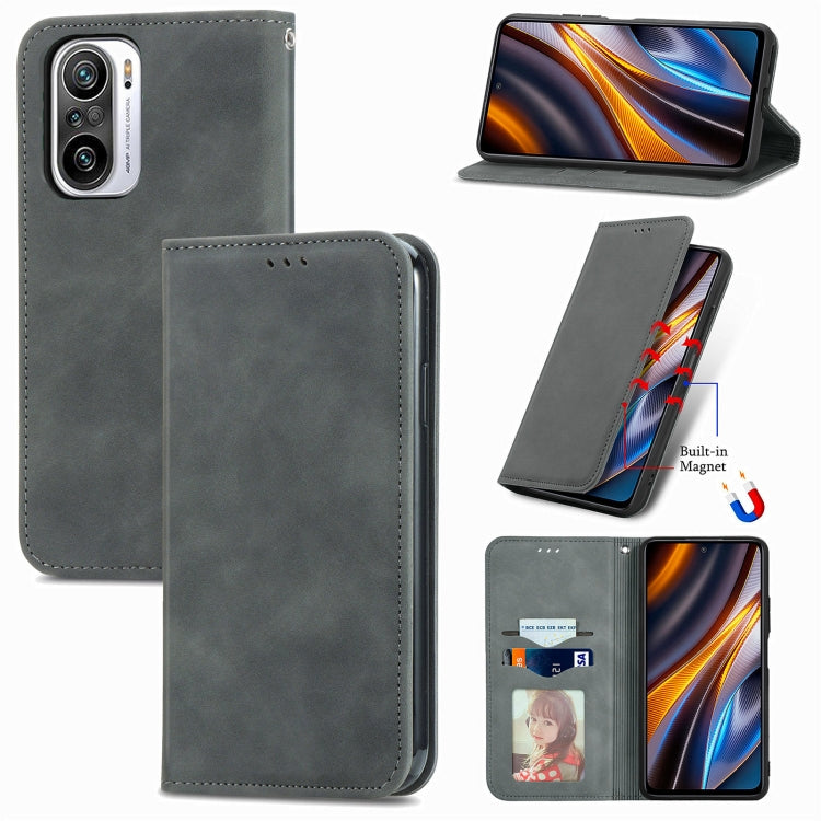 For Xiaomi Redmi Note 10 Pro Retro Skin Feel Magnetic Leather Phone Case