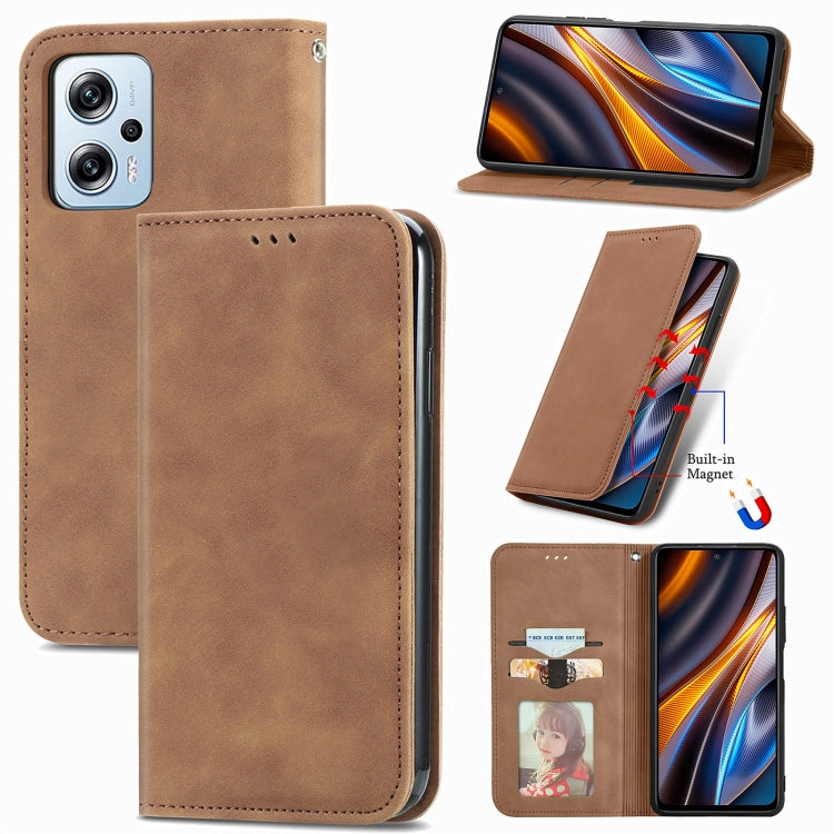 For Xiaomi Redmi Note 11T Pro / Poco X4 GT Retro Skin Feel Magnetic Leather Phone Case