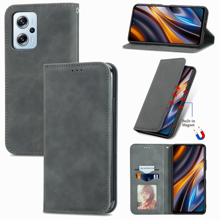 For Xiaomi Redmi Note 11T Pro / Poco X4 GT Retro Skin Feel Magnetic Leather Phone Case