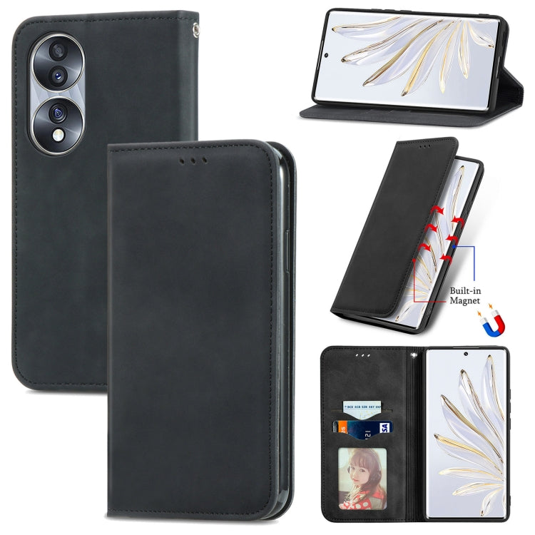 For Honor 70 Retro Skin Feel Magnetic Leather Phone Case
