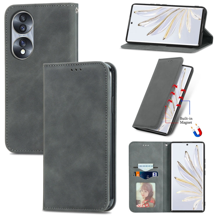 For Honor 70 Retro Skin Feel Magnetic Leather Phone Case