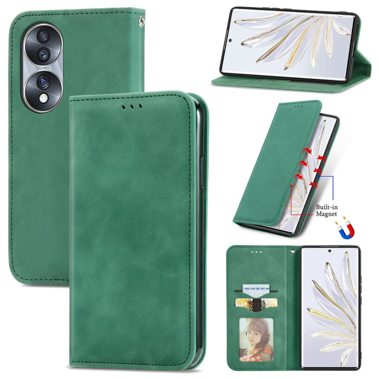 For Honor 70 Retro Skin Feel Magnetic Leather Phone Case