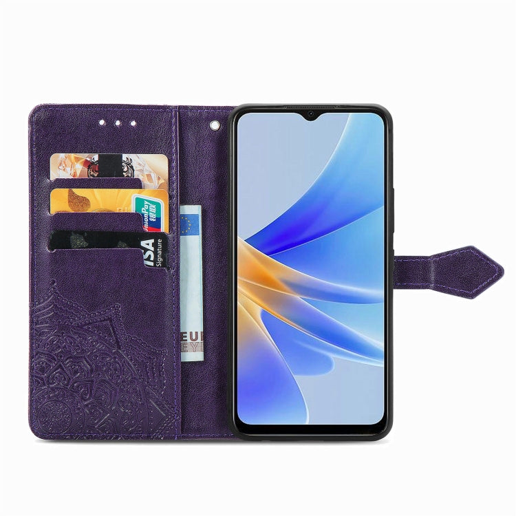For OPPO  A17 Mandala Flower Embossed Leather Phone Case