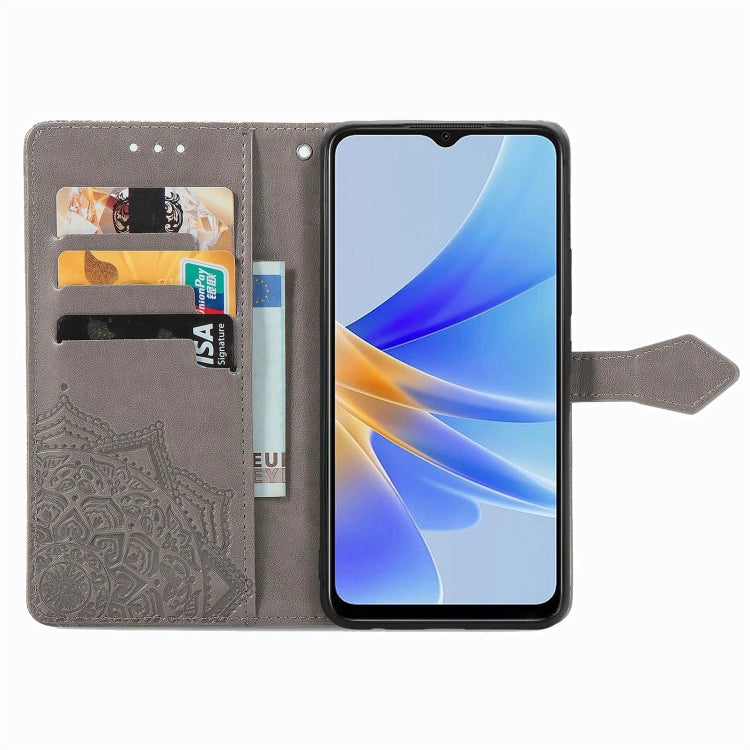 For OPPO  A17 Mandala Flower Embossed Leather Phone Case