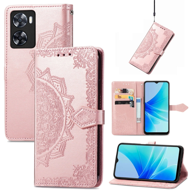 For OPPO  A57 4G Mandala Flower Embossed Leather Phone Case