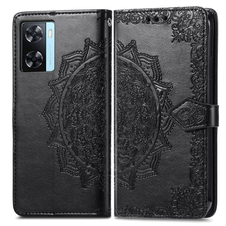 For OPPO A57s Mandala Flower Embossed Leather Phone Case