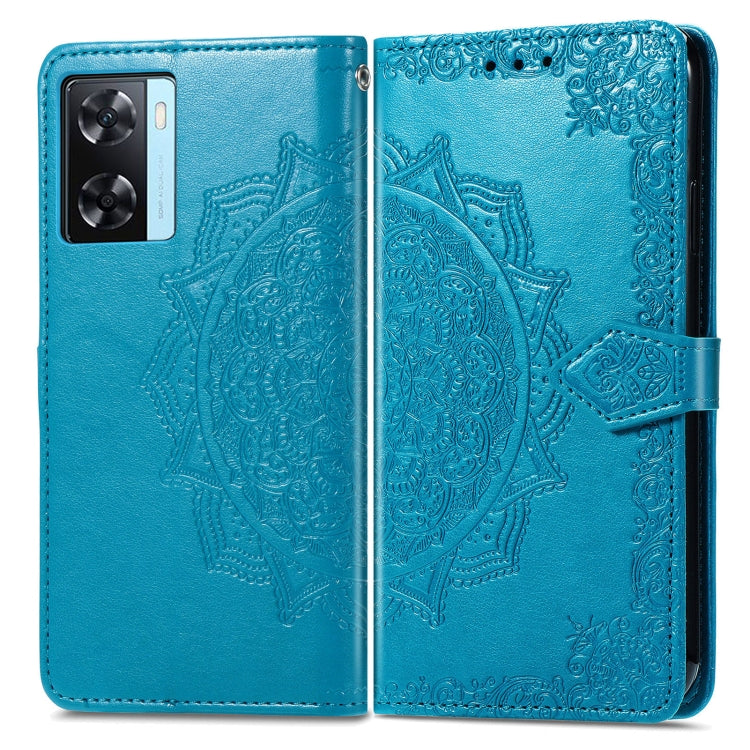 For OPPO A57s Mandala Flower Embossed Leather Phone Case