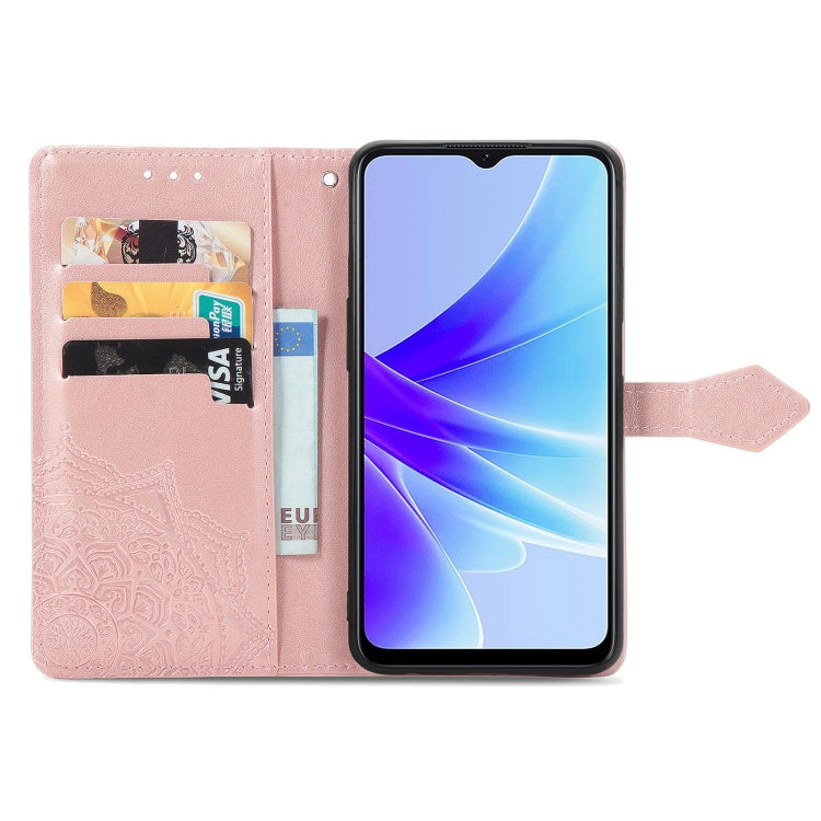 For OPPO A57s Mandala Flower Embossed Leather Phone Case