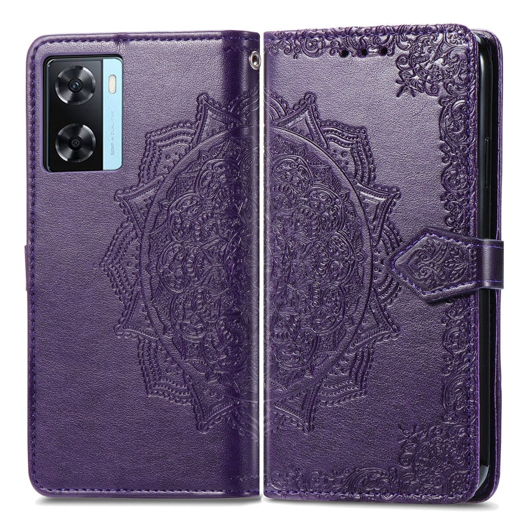 For OPPO A57s Mandala Flower Embossed Leather Phone Case