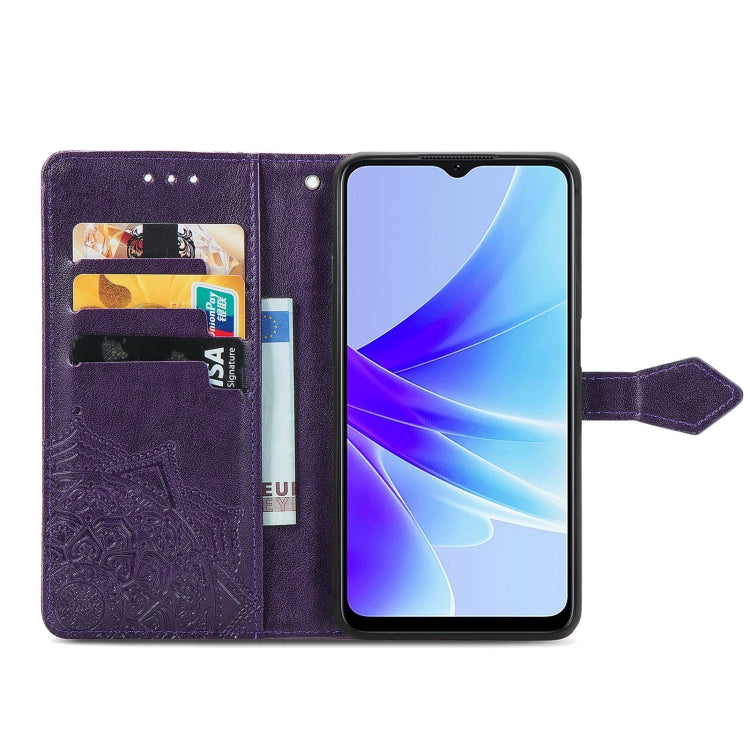 For OPPO A57s Mandala Flower Embossed Leather Phone Case