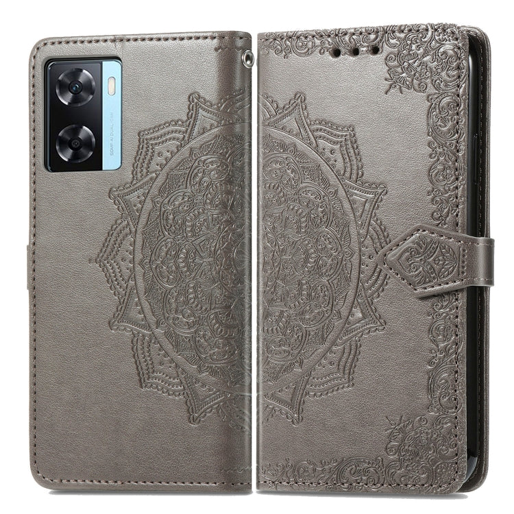 For OPPO A57s Mandala Flower Embossed Leather Phone Case