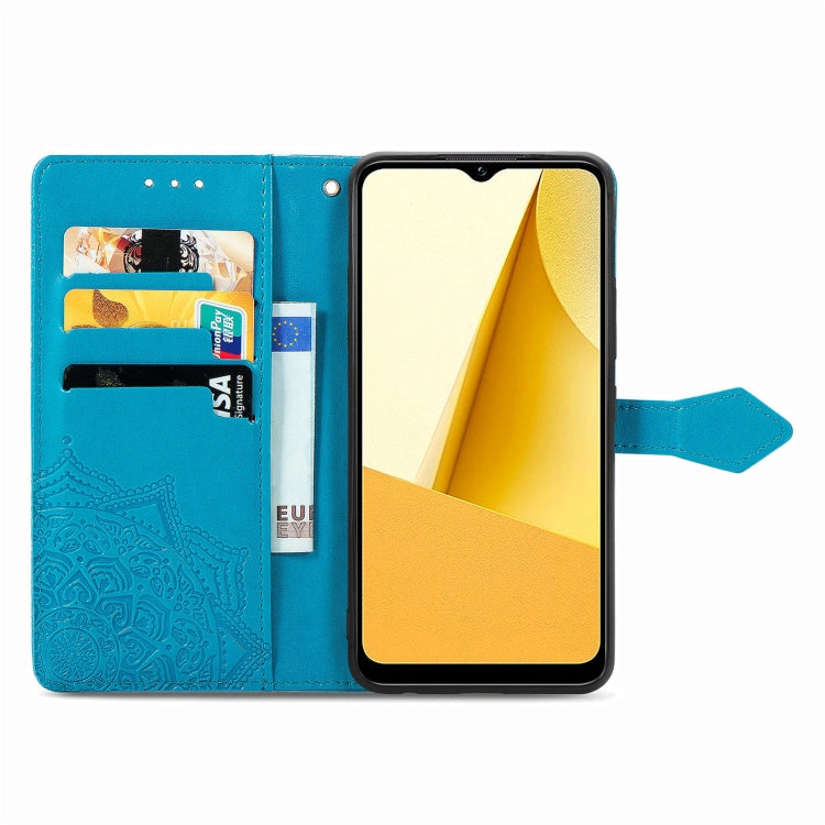 For vivo Y16 Mandala Flower Embossed Leather Phone Case