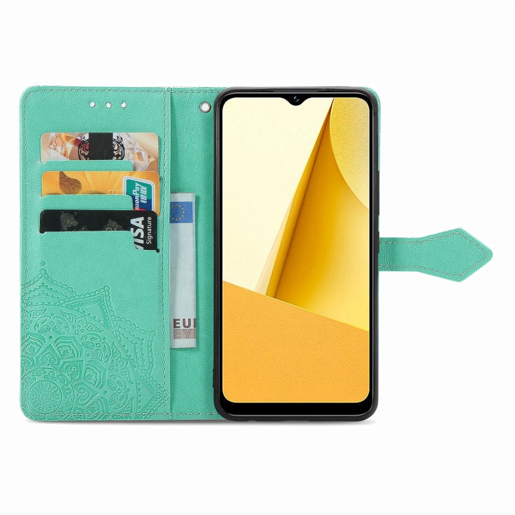 For vivo Y16 Mandala Flower Embossed Leather Phone Case