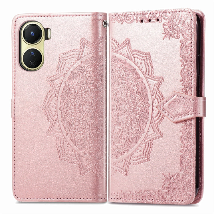 For vivo Y16 Mandala Flower Embossed Leather Phone Case