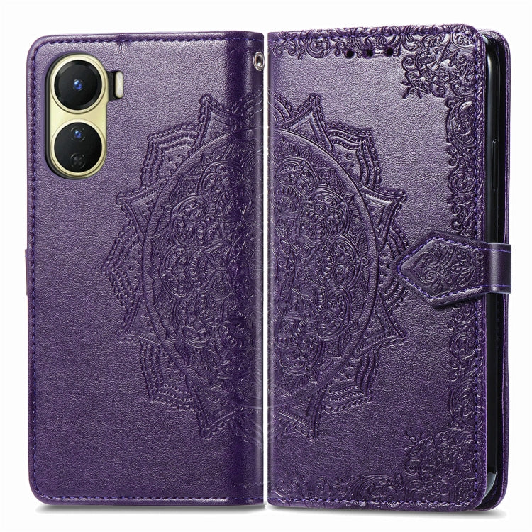 For vivo Y16 Mandala Flower Embossed Leather Phone Case