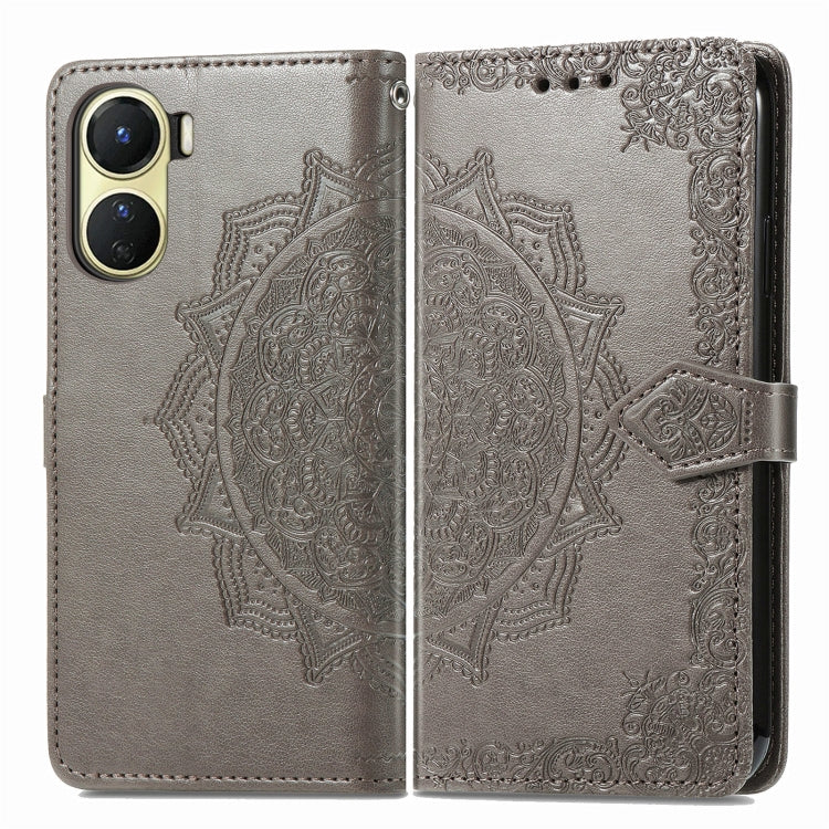 For vivo Y16 Mandala Flower Embossed Leather Phone Case