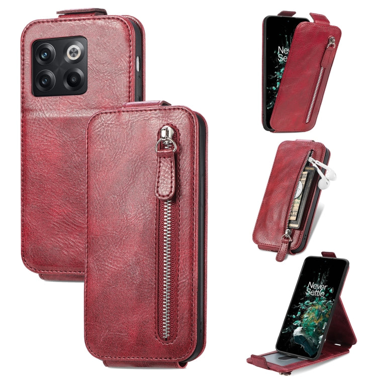 For OnePlus 10T Zipper Wallet Vertical Flip Leather Phone Case