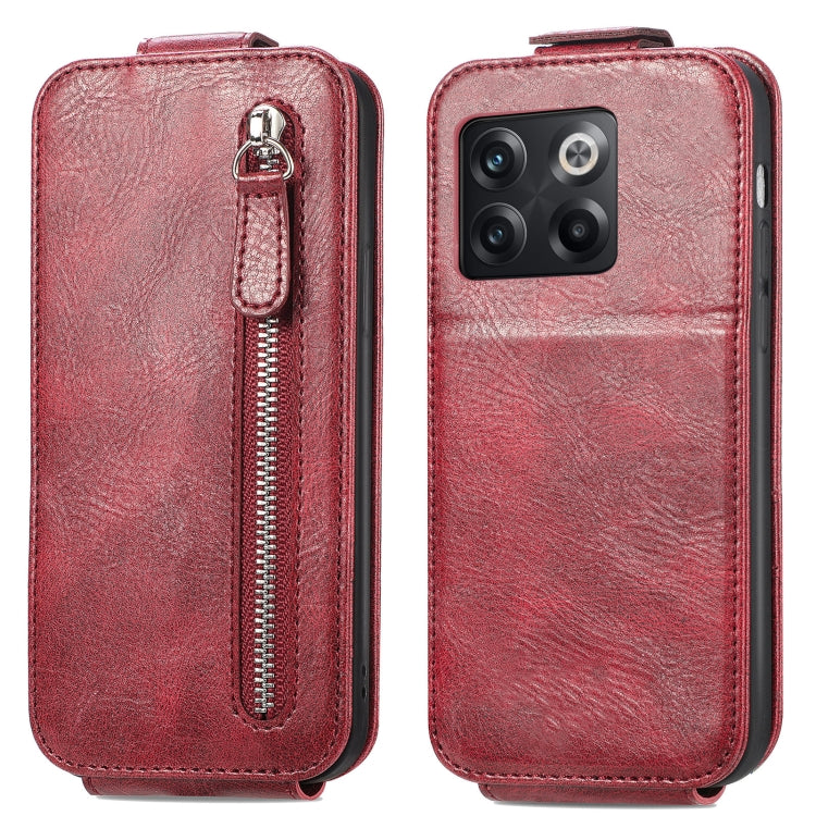 For OnePlus 10T Zipper Wallet Vertical Flip Leather Phone Case