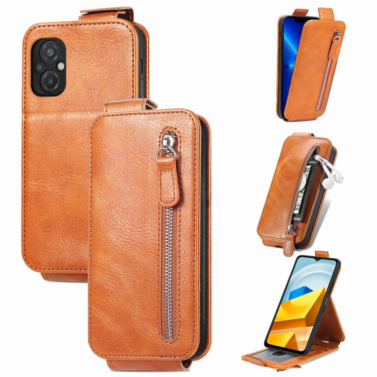 For Xiaomi Poco M5 Zipper Wallet Vertical Flip Leather Phone Case