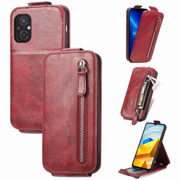 For Xiaomi Poco M5 Zipper Wallet Vertical Flip Leather Phone Case