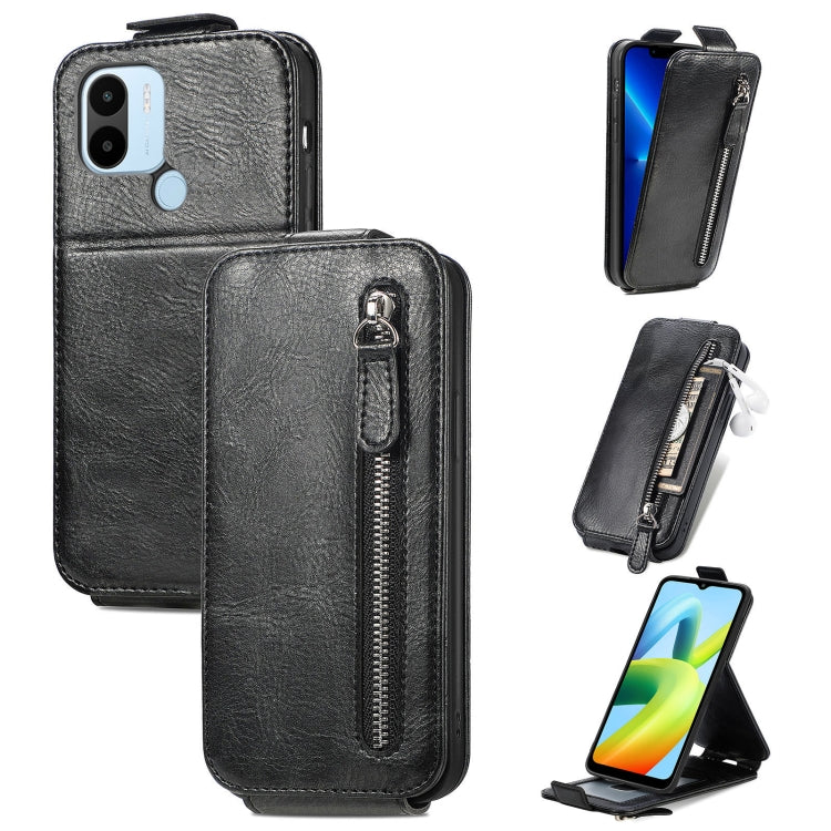 For Xiaomi Redmi A1+ Zipper Wallet Vertical Flip Leather Phone Case