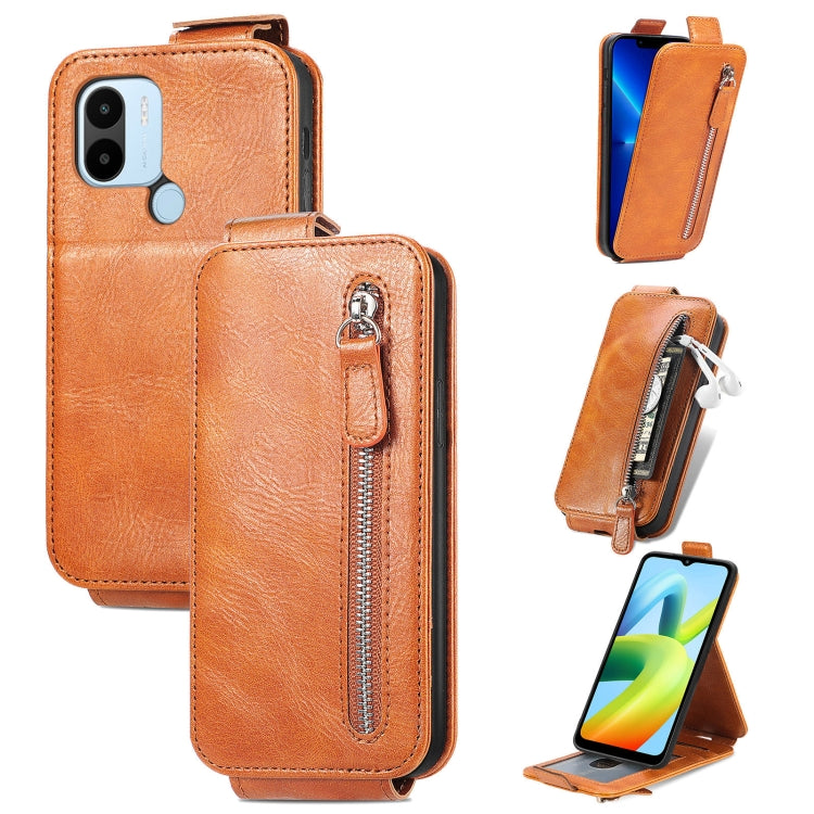 For Xiaomi Redmi A1+ Zipper Wallet Vertical Flip Leather Phone Case