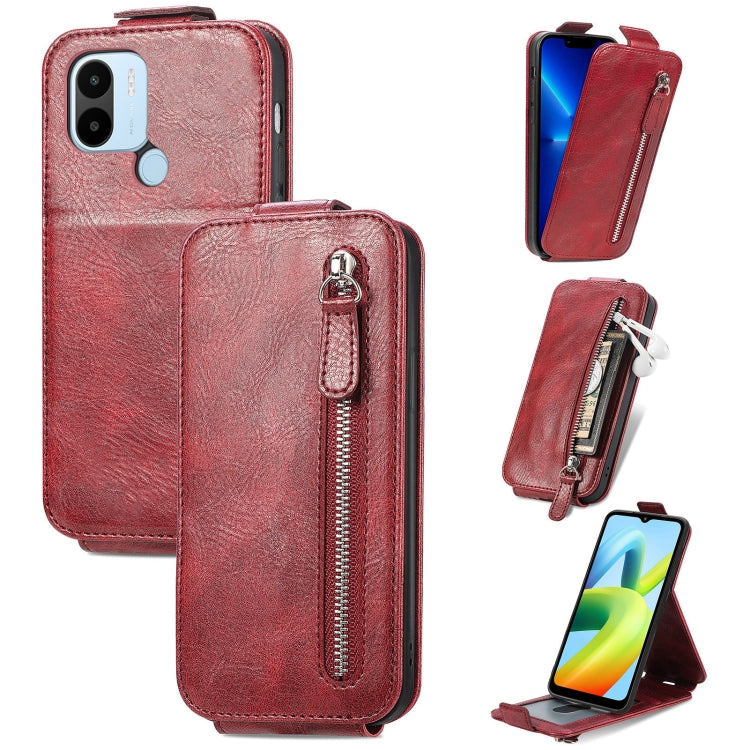 For Xiaomi Redmi A1+ Zipper Wallet Vertical Flip Leather Phone Case