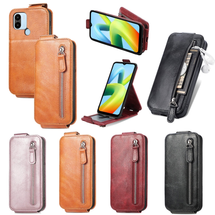 For Xiaomi Redmi A1+ Zipper Wallet Vertical Flip Leather Phone Case
