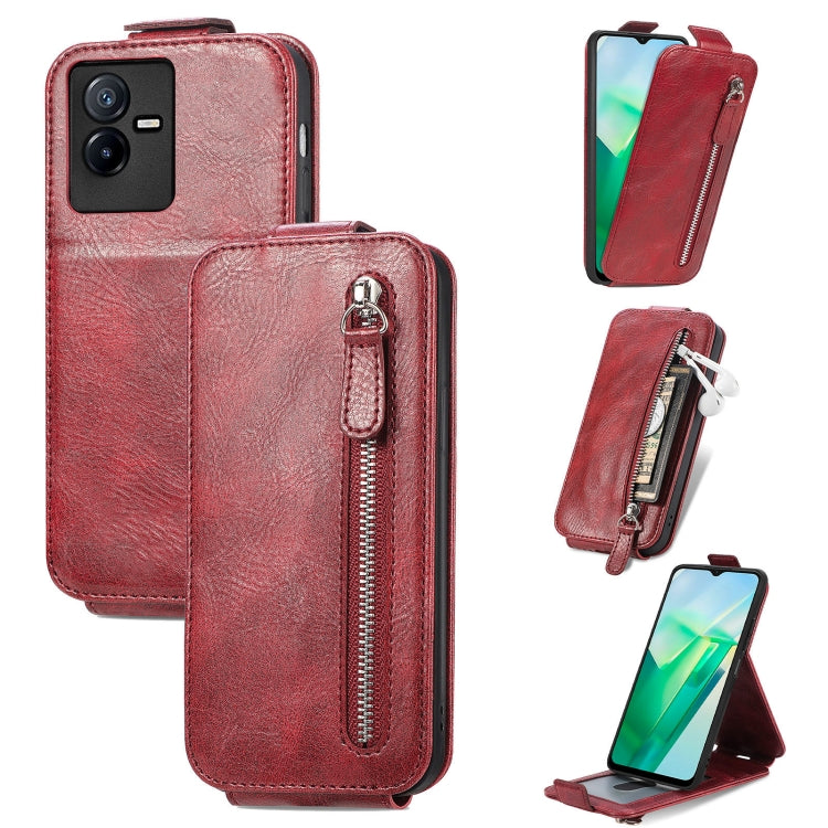 For vivo T2X 5G Zipper Wallet Vertical Flip Leather Phone Case