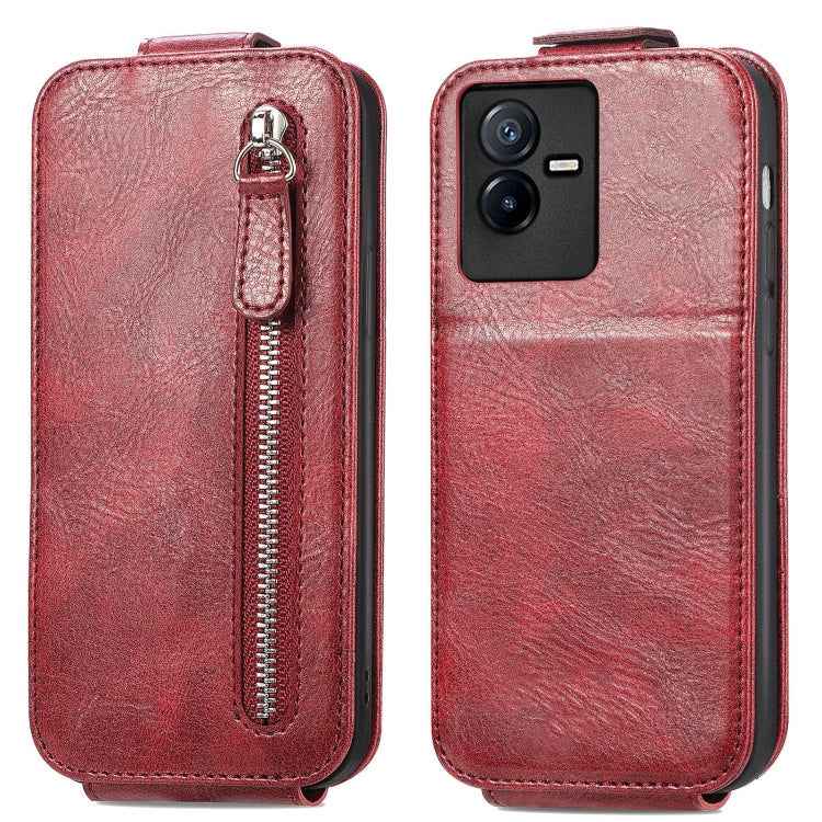 For vivo T2X 5G Zipper Wallet Vertical Flip Leather Phone Case