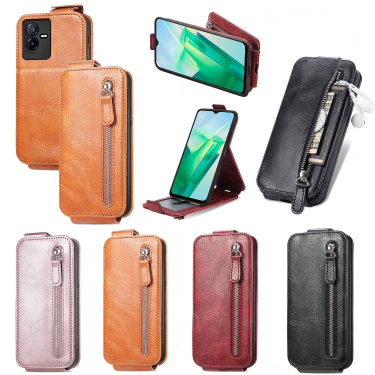 For vivo T2X 5G Zipper Wallet Vertical Flip Leather Phone Case