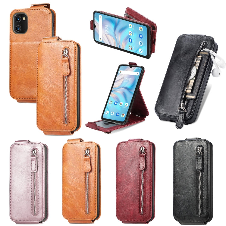 For UMIDIGI A13S Zipper Wallet Vertical Flip Leather Phone Case