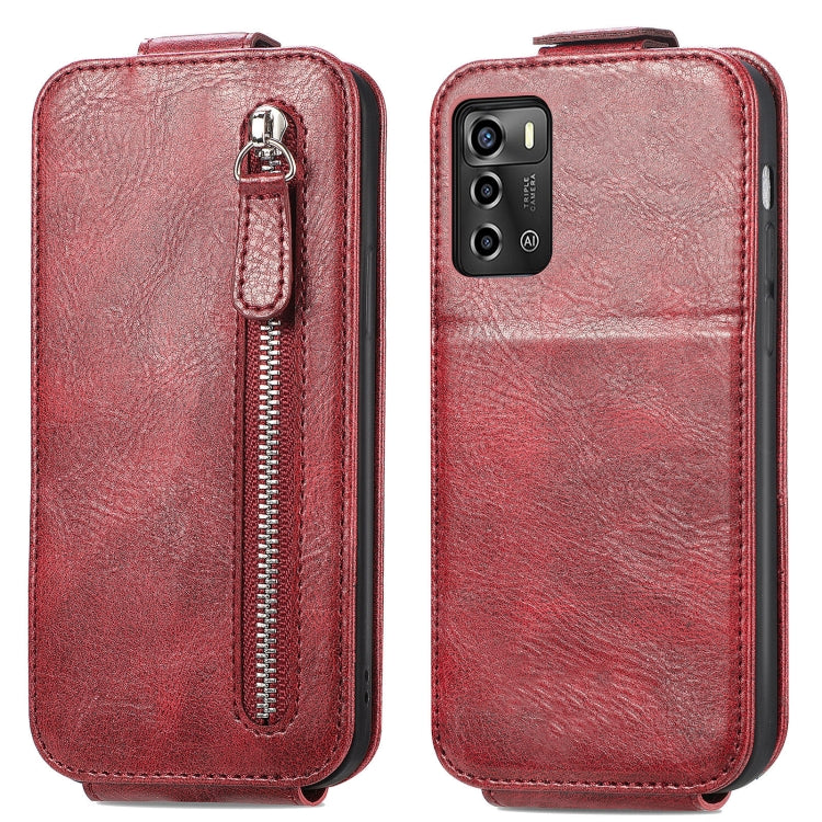 For ZTE Blade A72 4G Zipper Wallet Vertical Flip Leather Phone Case