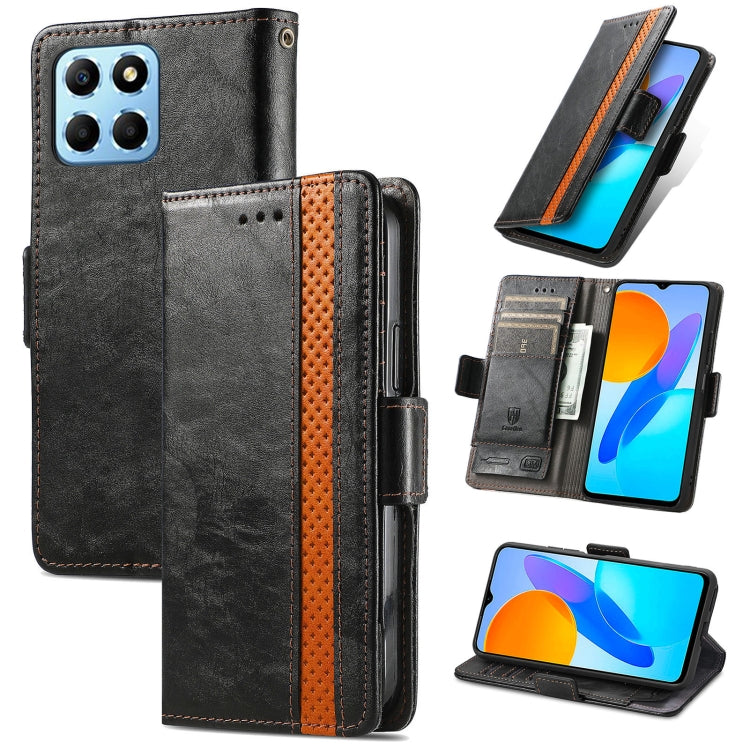 For Honor X8 5G CaseNeo Splicing Dual Magnetic Buckle Leather Phone Case